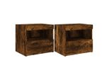 Syfax™ Comodini Con Luci Led 2Pz Rovere Fumo 50X40X45 Cm