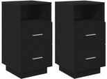 Syfax™ Comodini 2 Pz Con 2 Cassetti Neri 36X36X68 Cm