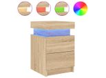 Syfax™ Comodino Con Luci Led Rovere Sonoma 35X39X55 Cm