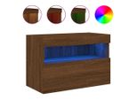 Syfax™ Mobile Tv A Parete Con Luci Led Rovere Marrone 60X30X40 Cm