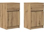 Syfax™ Comodini 2Pz Rovere Artigianale 39X35X65Cm In Legno Multistrato