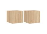 Syfax™ Mobili Tv A Parete Con Luci Led 2Pz Rovere Sonoma 30,5X35X30 Cm