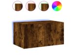 Syfax™ Mobile Tv A Parete Con Luci Led Rovere Fumo 60X35X31 Cm