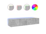Syfax™ Mobili Tv A Parete Con Luci Led 2Pz Grigio Cemento 80X35X31 Cm