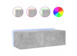 Syfax™ Mobile Tv A Parete Con Luci Led Grigio Cemento 100X35X31 Cm