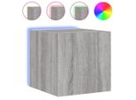 Syfax™ Mobile Tv A Parete Con Luci Led Grigio Sonoma 30,5X35X30 Cm