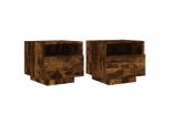 Syfax™ Comodini Con Luci Led 2Pz Rovere Fumo 40X39X37 Cm