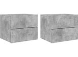 Syfax™ Comodini A Parete Con Luci Led 2 Pz Grigio Cemento