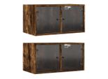 Syfax™ Mobili A Muro Con Ante In Vetro 2Pz Rovere Fumo 68,5X37X35 Cm