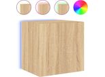 Syfax™ Mobile Tv A Parete Con Luci Led Rovere Sonoma 40,5X35X40 Cm
