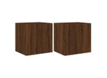 Syfax™ Mobili Tv A Parete Con Luci Led 2Pz Rovere Marrone 40,5X35X40Cm