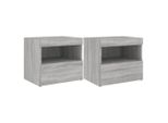 Syfax™ Comodini Con Luci Led 2Pz Grigio Sonoma 50X40X45 Cm