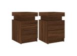 Syfax™ Comodini Con Luci Led 2Pz Rovere Marrone 35X39X55 Cm