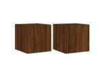 Syfax™ Mobili Tv A Parete Con Luci Led 2Pz Rovere Marrone 30,5X35X30Cm