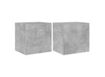 Syfax™ Mobili Tv A Parete Con Luci Led 2Pz Grigio Cemento 40,5X35X40Cm