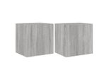 Syfax™ Mobili Tv A Parete Con Luci Led 2Pz Grigio Sonoma 40,5X35X40 Cm