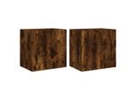 Syfax™ Mobili Tv Parete 2Pz Rovere Fumo 40,5X30X40Cm Legno Multistrato