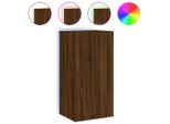 Syfax™ Mobile Tv A Parete Con Luci Led Rovere Marrone 40,5X35X80 Cm
