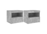 Syfax™ Comodini Con Luci Led 2Pz Grigio Cemento 50X40X45 Cm