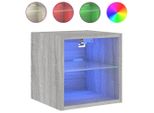 Syfax™ Mobile Tv A Parete Con Luci Led Grigio Sonoma 30X28,5X30 Cm