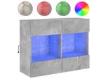 Syfax™ Mobile Tv A Parete Con Luci Led Grigio Cemento 78,5X30X60,5 Cm