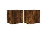 Syfax™ Mobili Tv A Parete Con Luci Led 2Pz Rovere Fumo 40,5X35X40 Cm