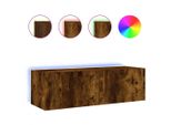 Syfax™ Mobile Tv A Parete Con Luci Led Rovere Fumo 100X35X31 Cm