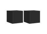 Syfax™ Mobili Tv A Parete Con Luci Led 2Pz Neri 30,5X35X30 Cm