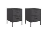 Syfax™ Comodini 2 Pz Nero 36X39X50,5 Cm In Acciaio