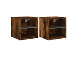 Syfax™ Mobili Tv A Parete Con Luci Led 2Pz Rovere Fumo 30X28,5X30 Cm