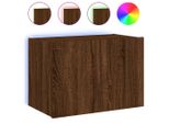 Syfax™ Mobile Tv A Parete Con Luci Led Rovere Marrone 60X35X41 Cm