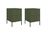 Syfax™ Comodini 2 Pz Verde Oliva 36X39X50,5 Cm In Acciaio