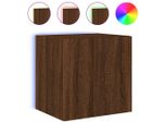 Syfax™ Mobile Tv A Parete Con Luci Led Rovere Marrone 40,5X35X40 Cm