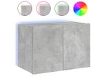 Syfax™ Mobile Tv A Parete Con Luci Led Grigio Cemento 60X35X41 Cm
