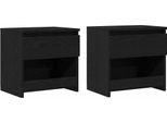 Syfax™ Armadio Da Notte Con Cassetto 2 Pcs Rovere Nero 40 X 30 X 39 Cm