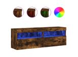 Syfax™ Mobili Tv A Parete Con Luci Led 2Pz Rovere Fumo 60X30X40 Cm