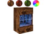 Syfax™ Mobile Tv A Parete Con Luci Led Rovere Fumo 40X30X60,5 Cm
