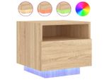 Syfax™ Comodino Con Luci Led Rovere Sonoma 40X39X37 Cm