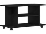 Syfax™ Mobile Tv Ruote Rovere Nero 80X40X45Cm Legno Multistrato