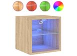 Syfax™ Mobile Tv A Parete Con Luci Led Rovere Sonoma 30X28,5X30 Cm