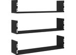 Syfax™ Mensole A Parete 3Pz Rovere Nero 80X18X18 Cm In Truciolato