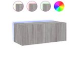Syfax™ Mobile Tv A Parete Con Luci Led Grigio Sonoma 80X35X31 Cm