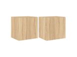 Syfax™ Mobili Tv A Parete Con Luci Led 2Pz Rovere Sonoma 40,5X35X40 Cm