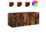 Syfax™ Mobile Tv A Parete Con Luci Led Rovere Fumo 100X35X41 Cm
