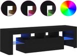 Syfax™ Mobile Porta Tv Con Led Rovere Nero 140X36,5X40 Cm Truciolato