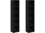 Syfax™ Scaffali Porta Cd 2 Pz Rovere Nero 21X16X93,5 Cm In Truciolato