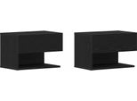 Syfax™ Armadio Da Notte Con Cassetto 2 Pcs Rovere Nero 46 X 30 X 30 Cm