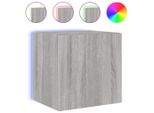 Syfax™ Mobile Tv A Parete Con Luci Led Grigio Sonoma 40,5X35X40 Cm