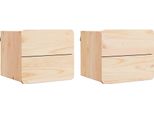 Syfax™ Comodino 2 Pcs Naturale 39 X 34 X 33 Cm Legno Di Pino Massello