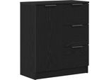 Syfax™ Credenza Rovere Nero 60 X 30 X 70 Cm Legno Multistrato